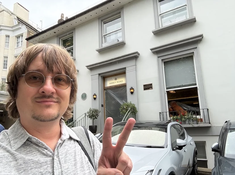 Beau Christ standing at Abbey Road Studios