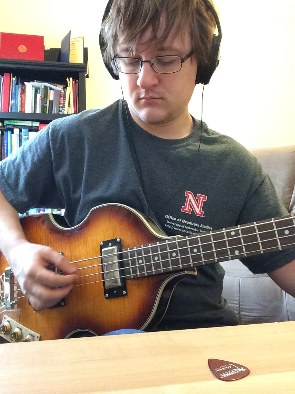 Beau Christ playing bass guitar